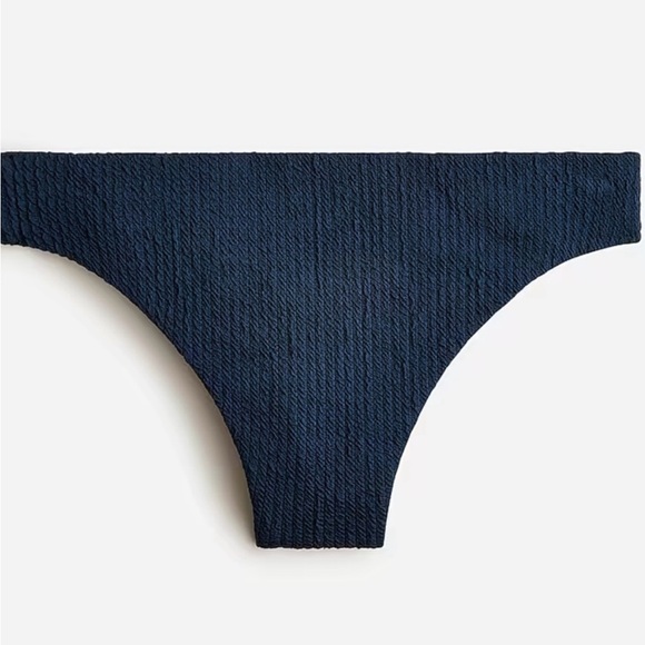 NWT J. Crew Navy Blue Textured Curved-waist Cheeky Bikini Bottom - Picture 1 of 6